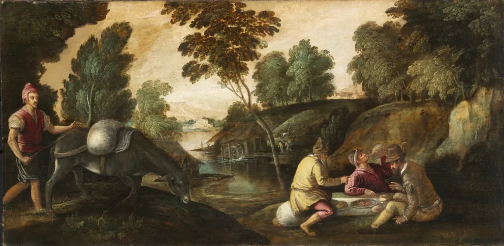 The Reconciliation of Jacob and Laban, by Paolo Fiammingo, oil, 1590