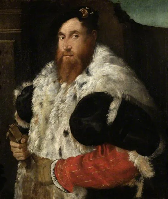 Man in a furred coat, by Paolo Pino, oil, 1540