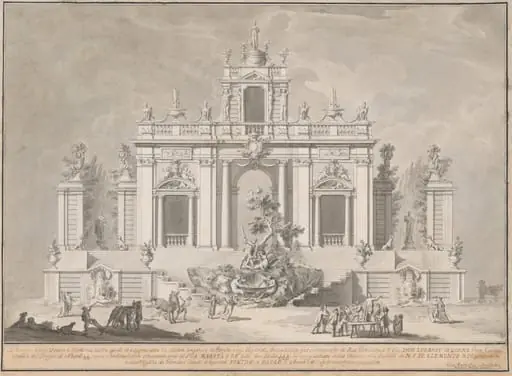 Design for "The Prima Macchina for the Chinea of 1774: Hercules and the Dragon in the Garden of the Hesperides", by Paolo Posi