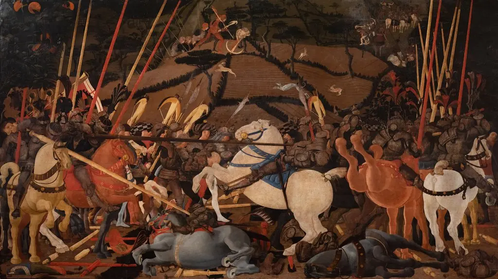 Niccolò Mauruzi da Tolentino unseats Bernardino della Ciarda at the Battle of San Romano