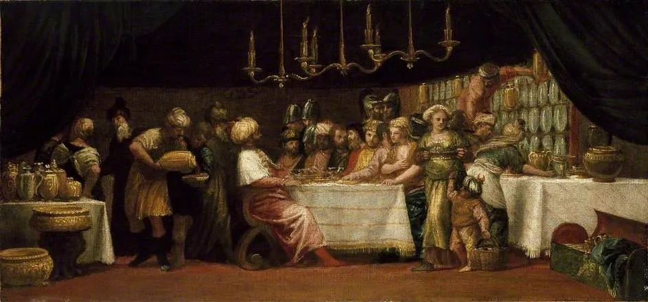 Judith feasted by Holofernes, by Paolo Veronese, oil, 1568