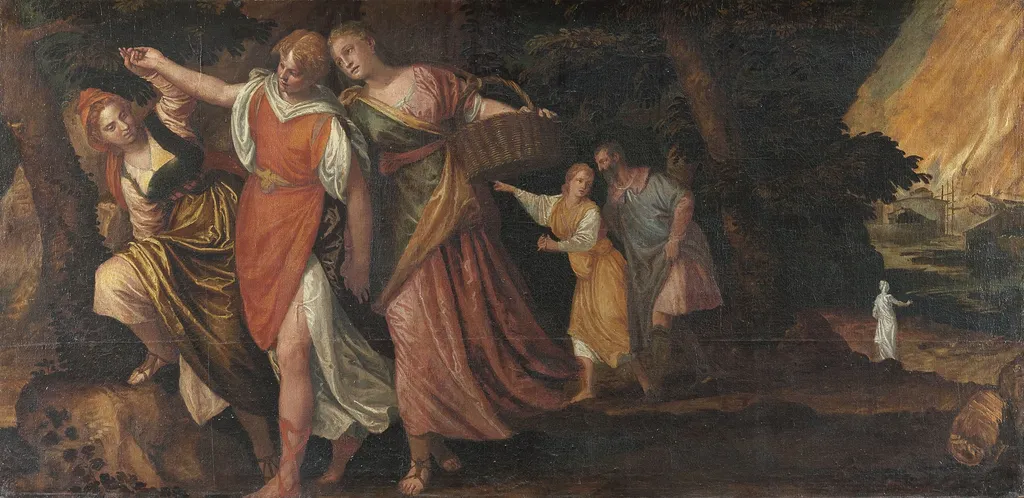 Lot flees Sodom, by Paolo Veronese, oil