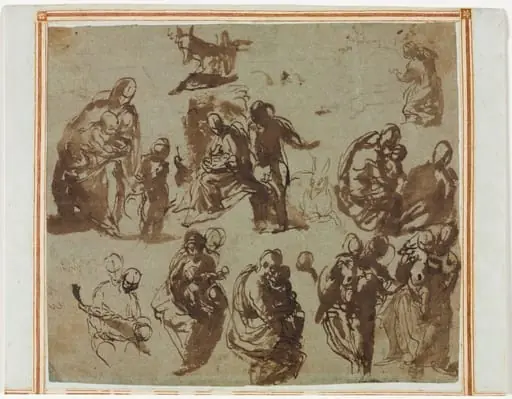 Various Sketches of the Madonna and Child (recto), by Paolo Veronese