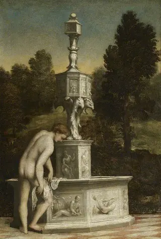 A young Man drying himself at a Fountain, by Paris Bordone, 1530