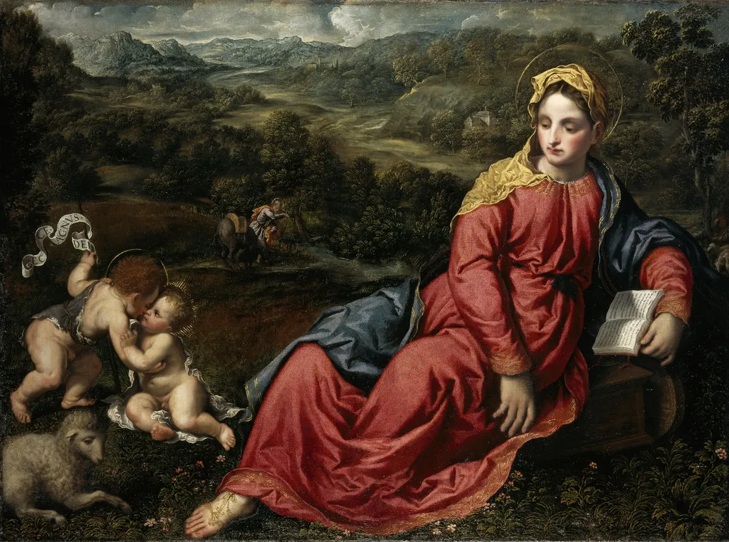 The Rest on the Return from Egypt, by Paris Bordone, oil, 1540