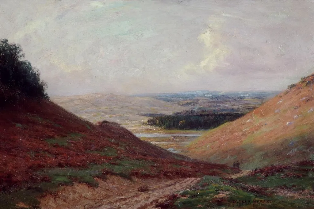 Across the valley, Southerndown, by Parker Hagerty, oil, 1900