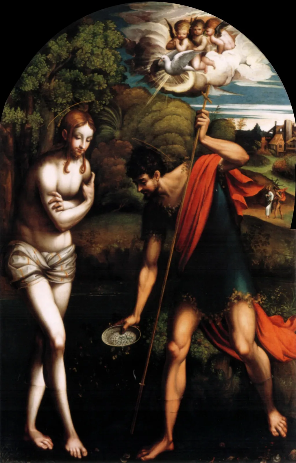 Baptism of Christ, by Parmigianino, oil, 1519