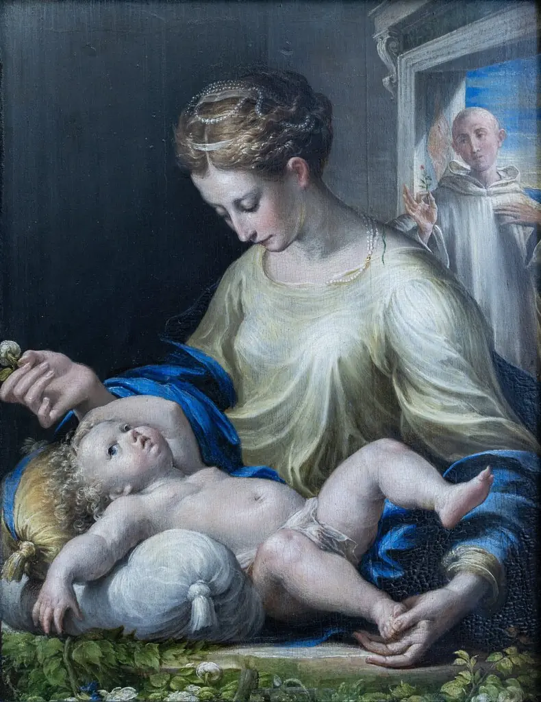 Madonna with Child and a monk - Parmigianino, by Parmigianino