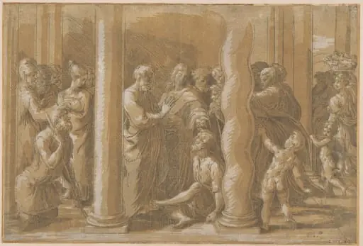 Saints Peter and John Healing the Lame Man at the Golden Gate, by Parmigianino