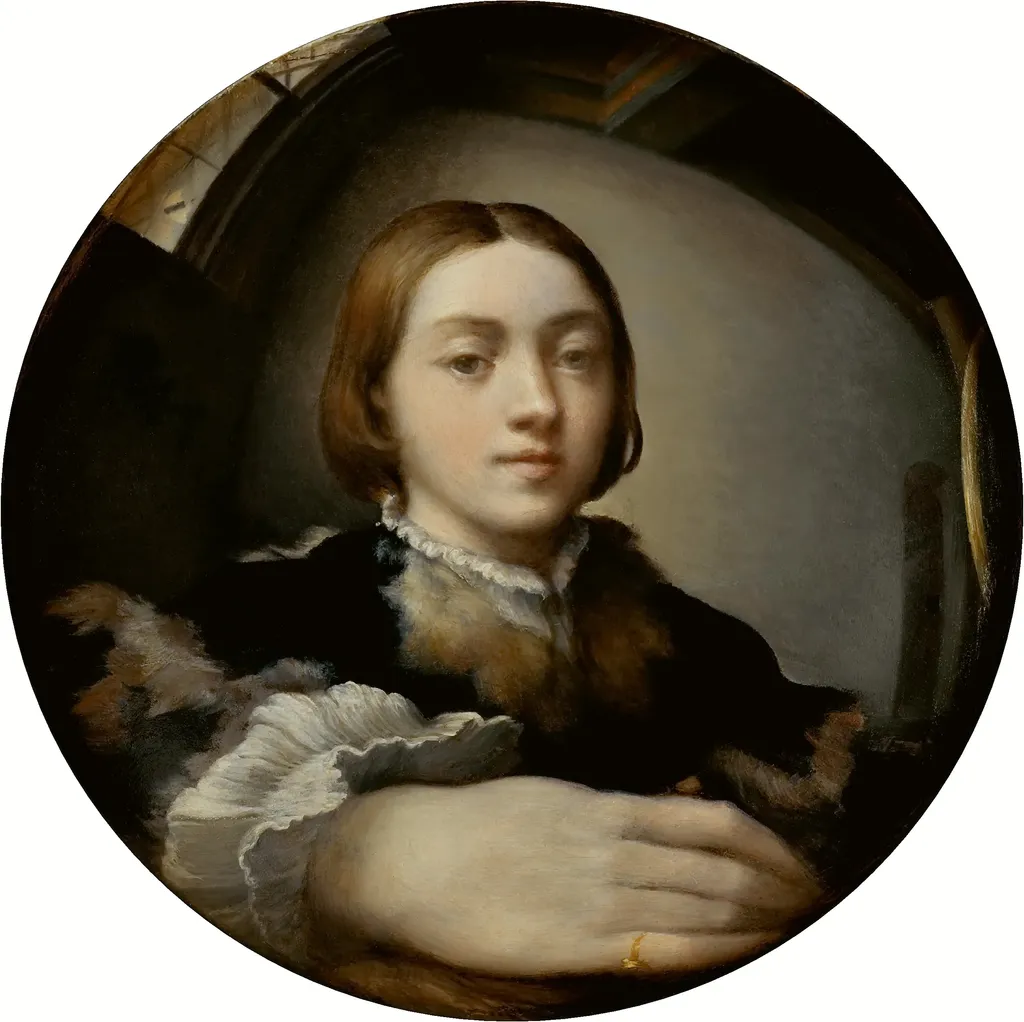 Self-portrait in a Convex Mirror, by Parmigianino, oil, 1523