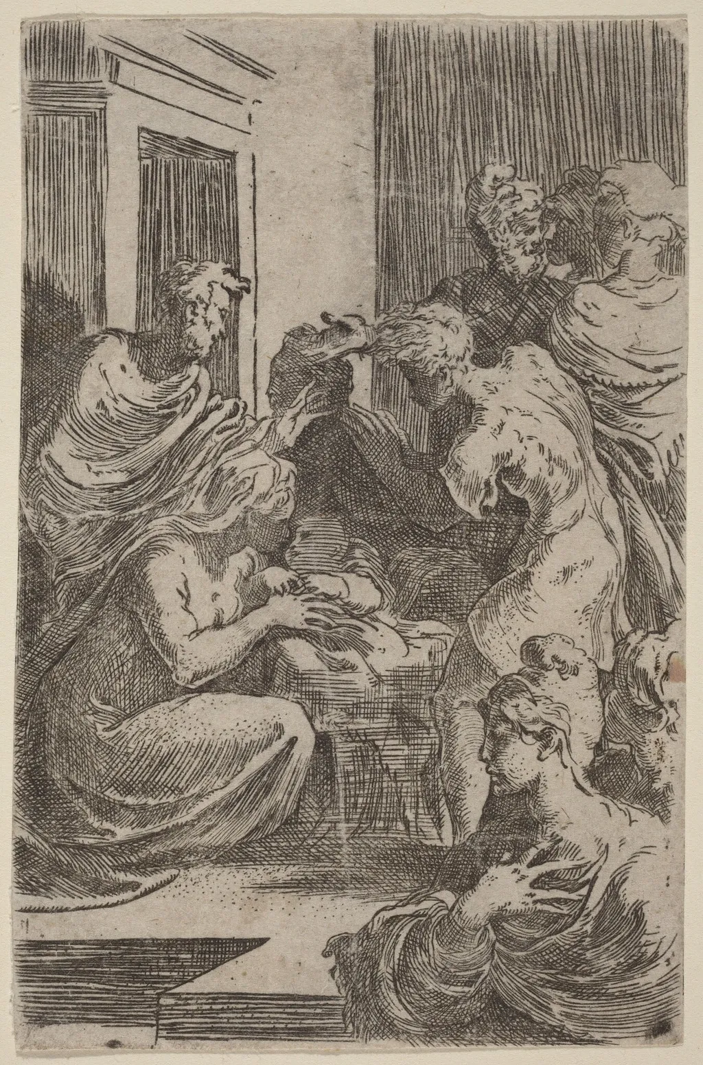The Adoration of the Shepherds, by Parmigianino, ink, 1527