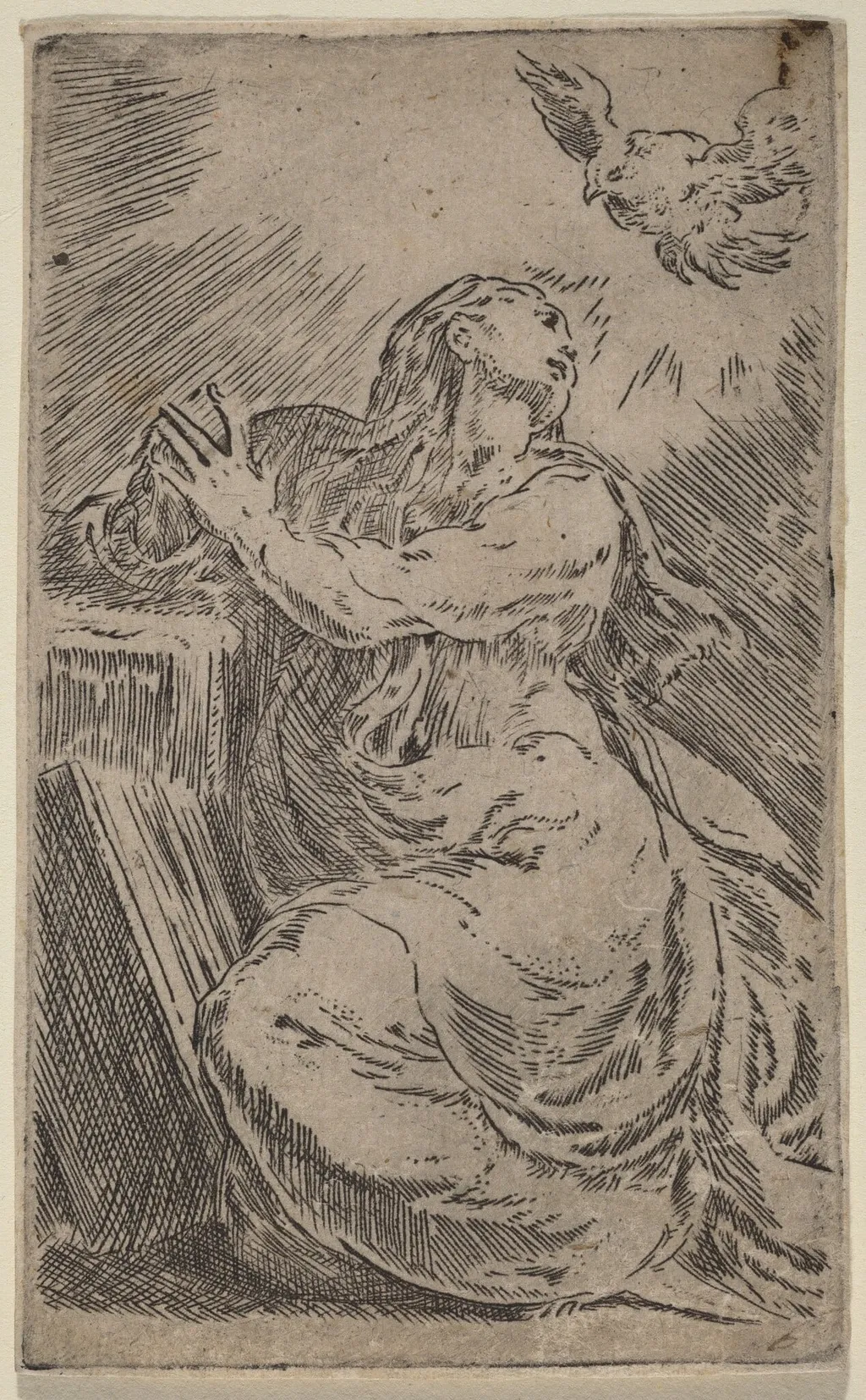 The Annunciation, by Parmigianino, ink, 1522