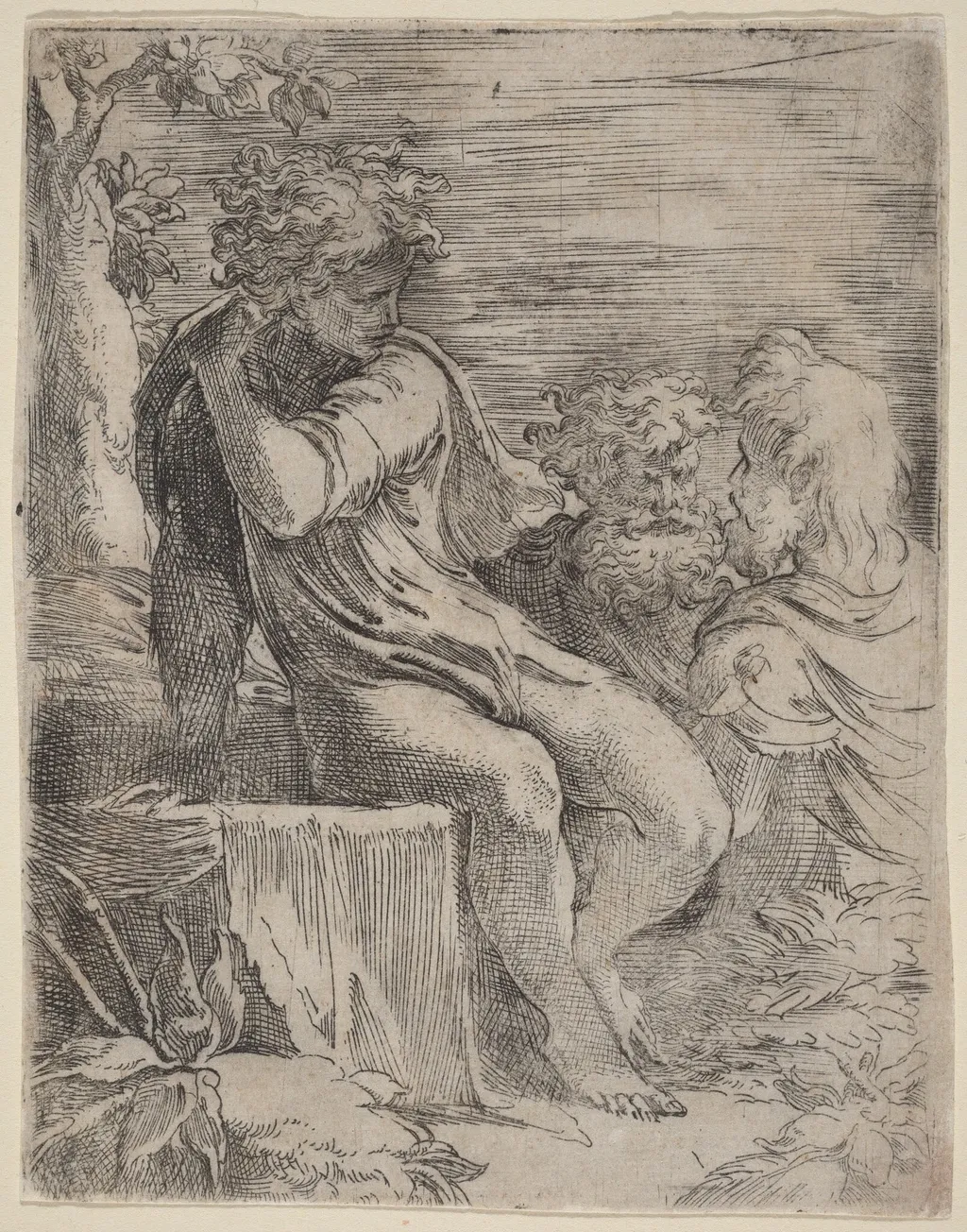 The Boy and Two Old Men, by Parmigianino, ink, 1522