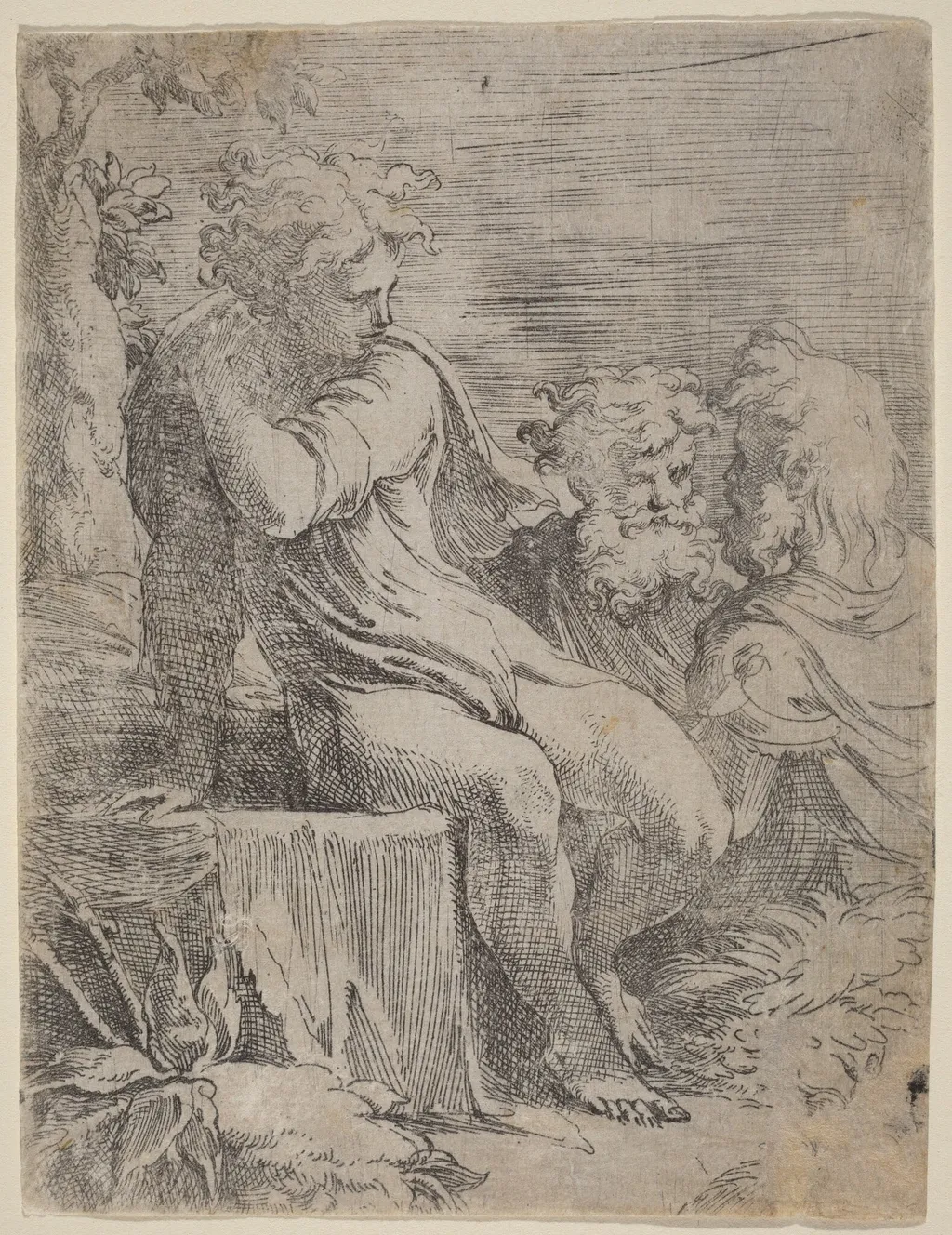 The Boy and Two Old Men, by Parmigianino, ink, 1522