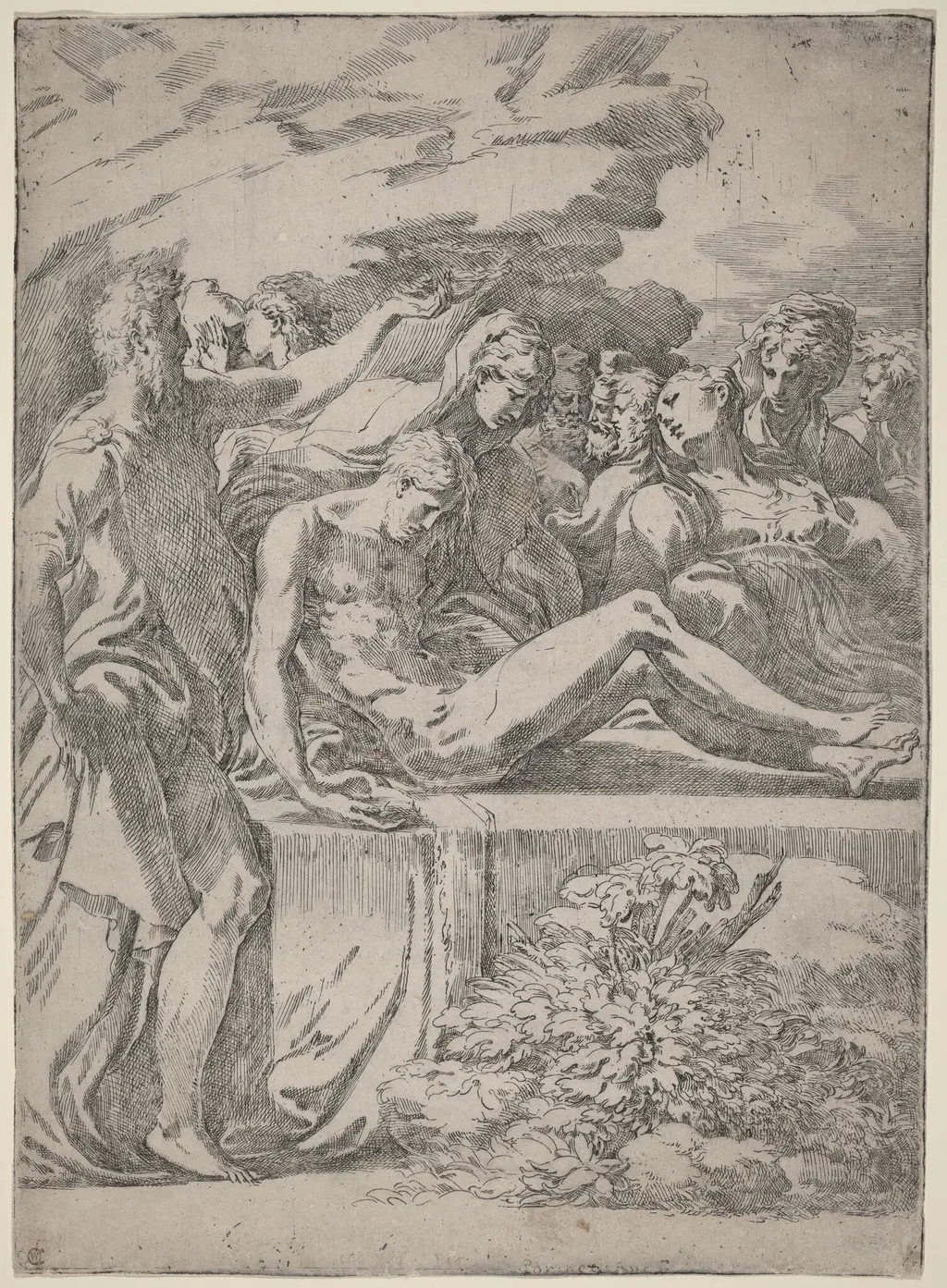 The Entombment, by Parmigianino, ink, 1530