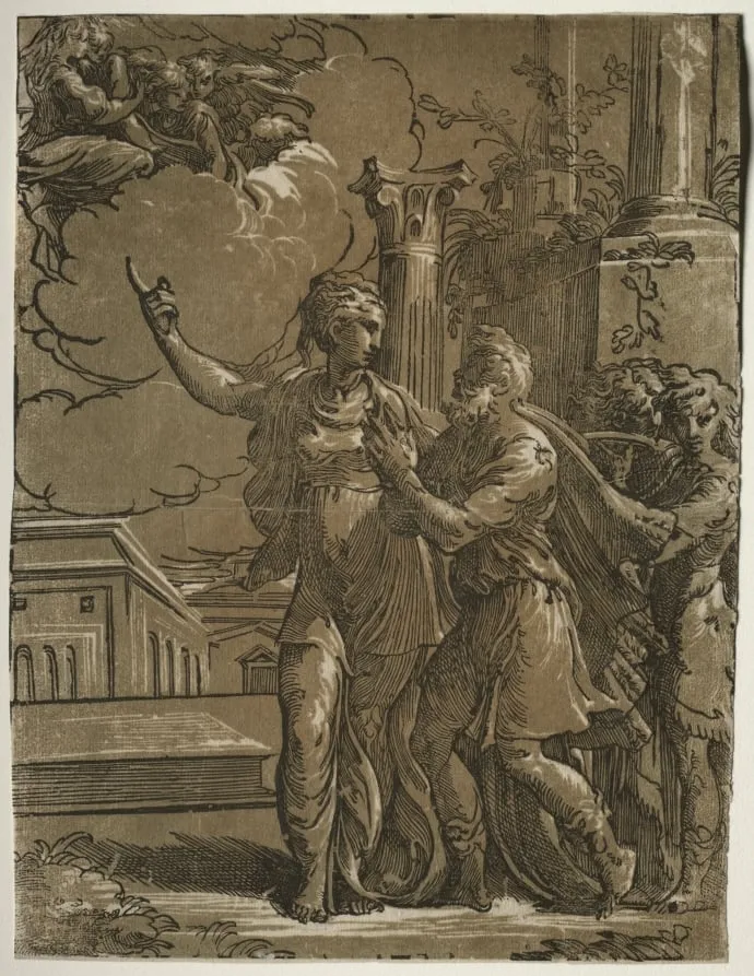 Tiburtine Sibyl and the Emperor Augustus, by Parmigianino, 1528