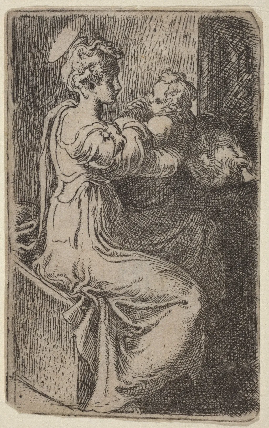 Virgin and Child, by Parmigianino, ink, 1522