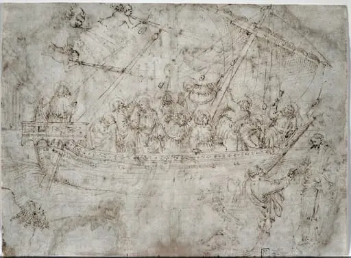 Two Drawings of Ships (verso), by Parri Spinelli