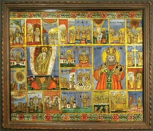 Învierea lui Iisus și Sf. Nicolae, cu 24 scene de praznic, by Partenie Poienaru