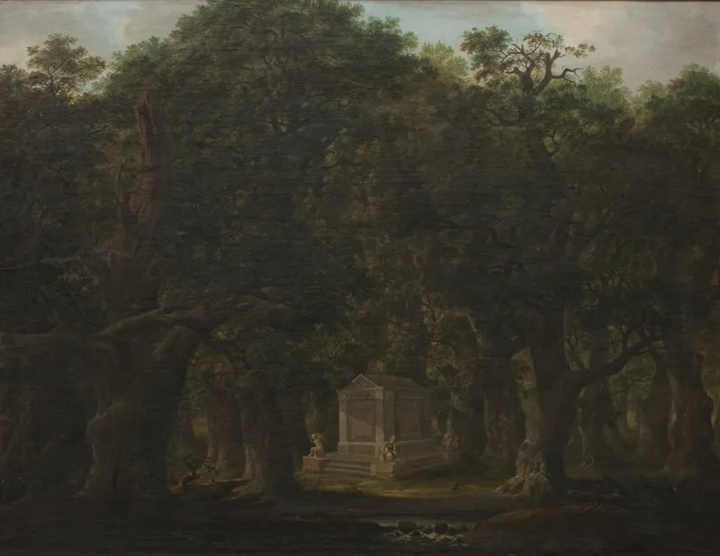 Monument in an Oak Wood, by Pascha Johann Friedrich Weitsch, oil, 1794