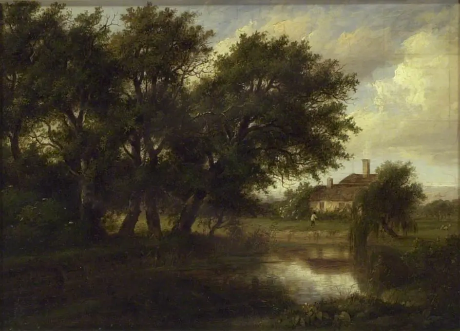 Old Cottages on the Brent, looking towards Harrow, by Patrick Nasmyth