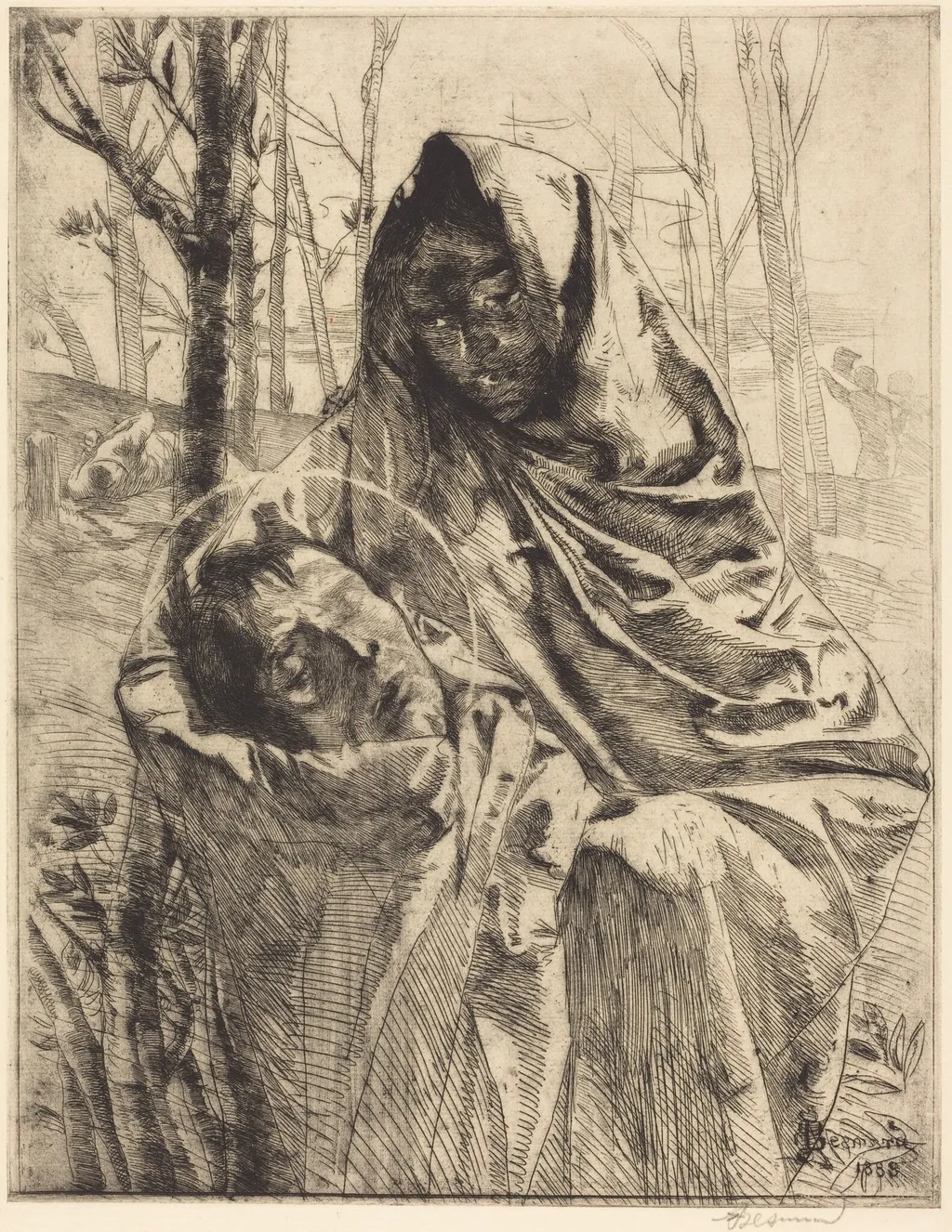 A Martyr (Un martyre), by Paul-Albert Besnard, ink, 1883