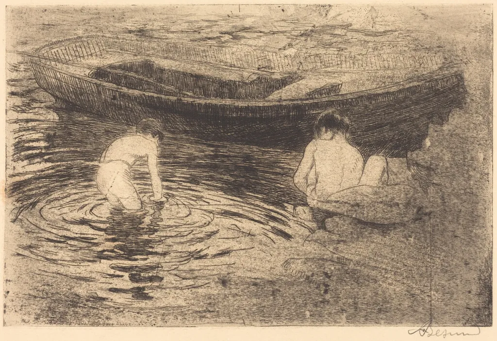 Bathing at Talloires (La baignade à Talloires), by Paul-Albert Besnard, ink, 1888