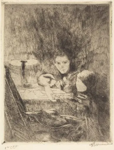 By the Lamp (Sous la Lampe), by Paul-Albert Besnard