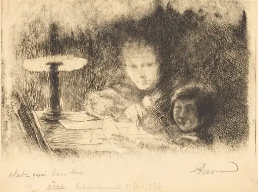 By the Lamp (Sous la Lampe), by Paul-Albert Besnard