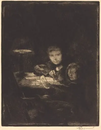 By the Lamp (Sous la Lampe), by Paul-Albert Besnard