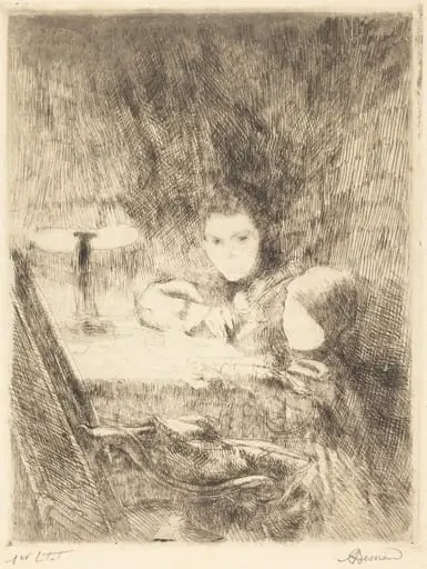 By the Lamp (Sous la Lampe), by Paul-Albert Besnard