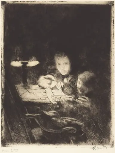 By the Lamp (Sous la Lampe), by Paul-Albert Besnard
