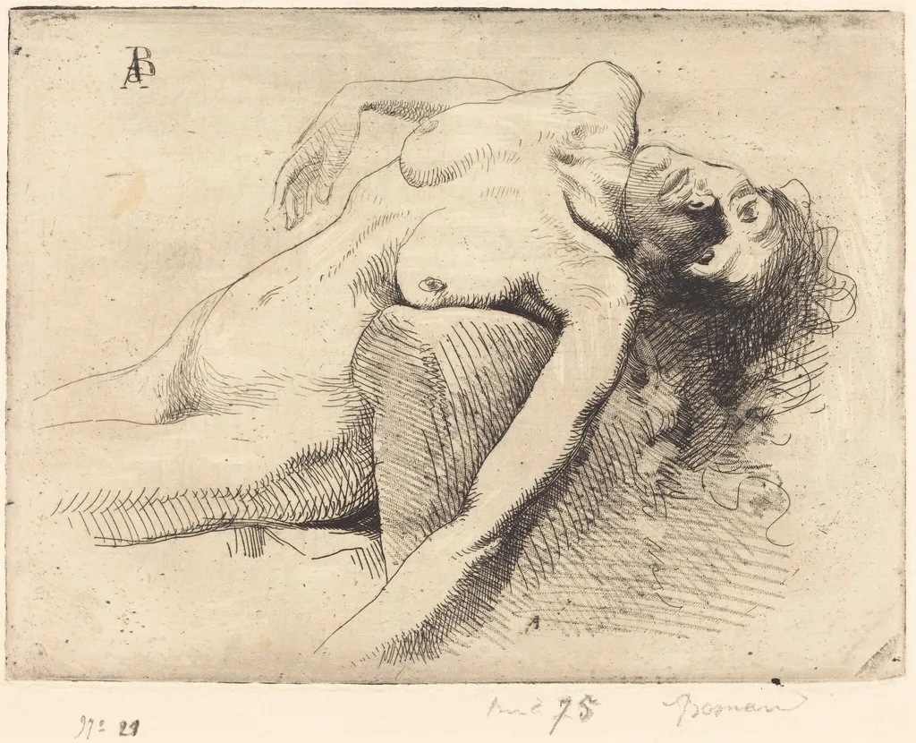 Dying Woman (La Mourante), by Paul-Albert Besnard, ink, 1885