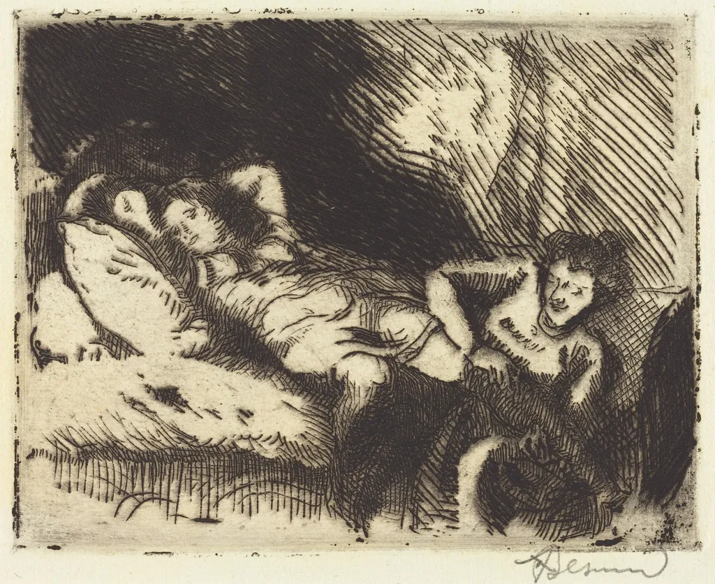 Going to Bed (Le coucher), by Paul-Albert Besnard, ink, 1913