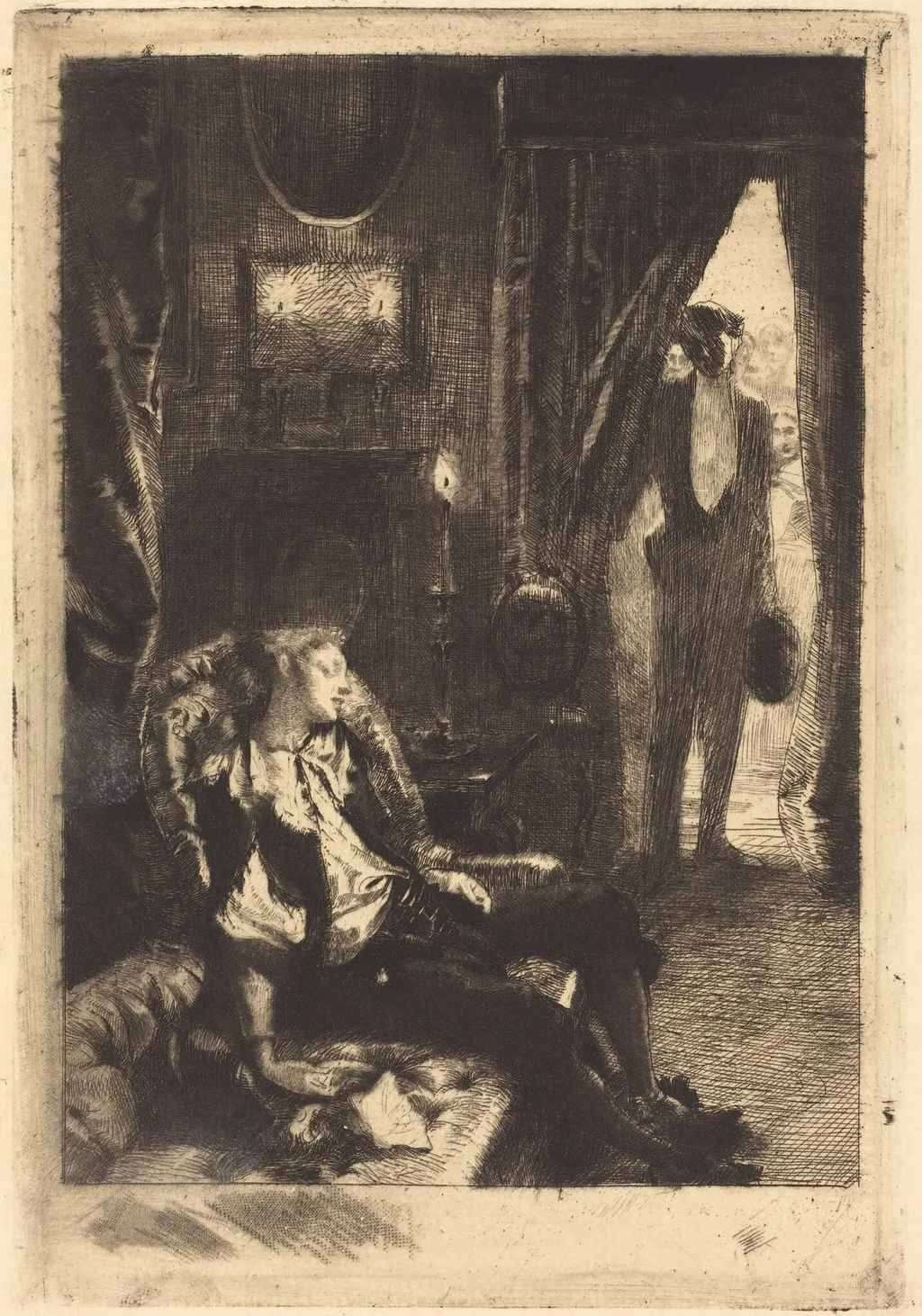 Iza Sleeping (Le Sommeil d'Iza), by Paul-Albert Besnard, ink, 1885