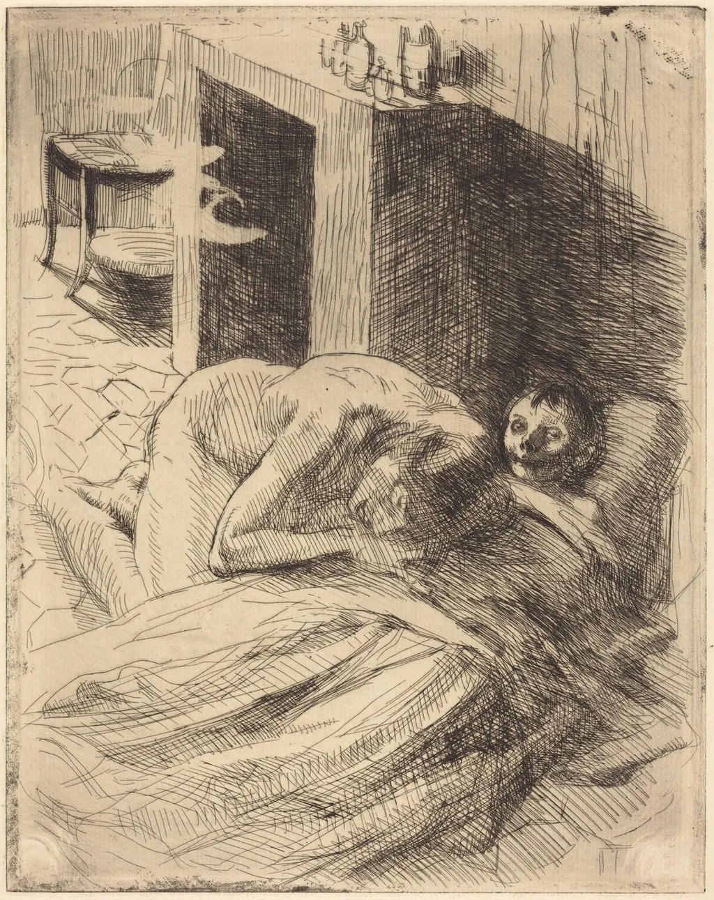 Misery (La Misère), by Paul-Albert Besnard, ink, 1886