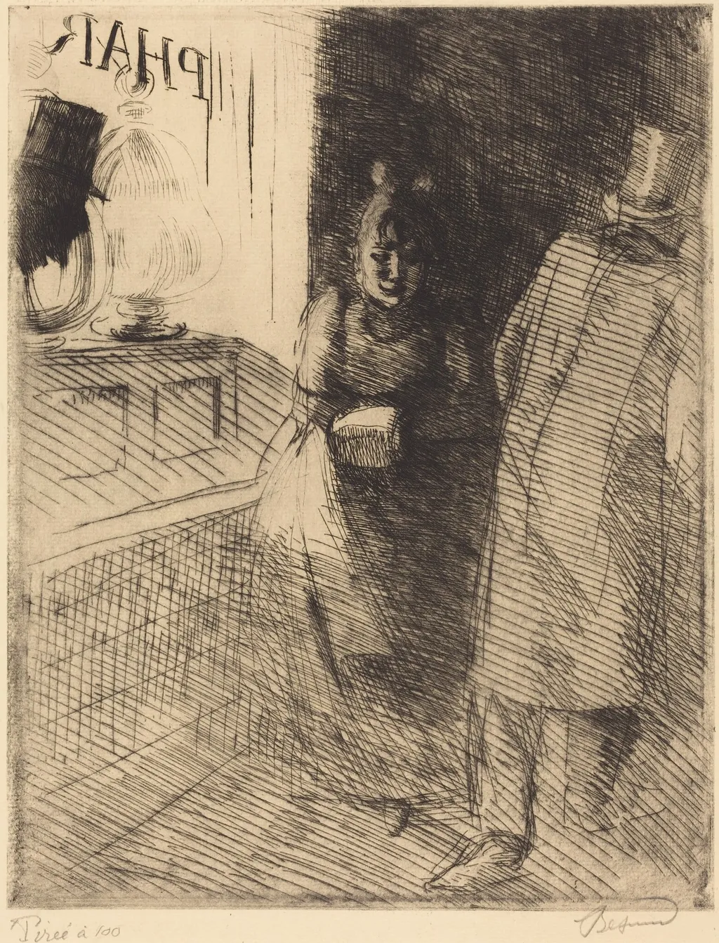 Prostitution (La Prostitution), by Paul-Albert Besnard, ink, 1886