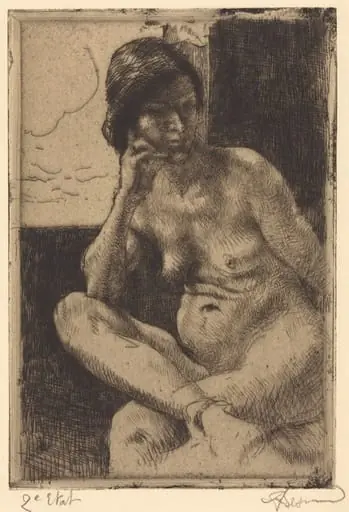 Seated Nude with Her Arm Resting on Her Leg (Femme nue assise, le bras appuyé sur la jambe), by Paul-Albert Besnard