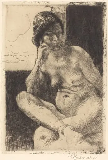 Seated Nude with Her Arm Resting on Her Leg (Femme nue assise, le bras appuyé sur la jambe), by Paul-Albert Besnard