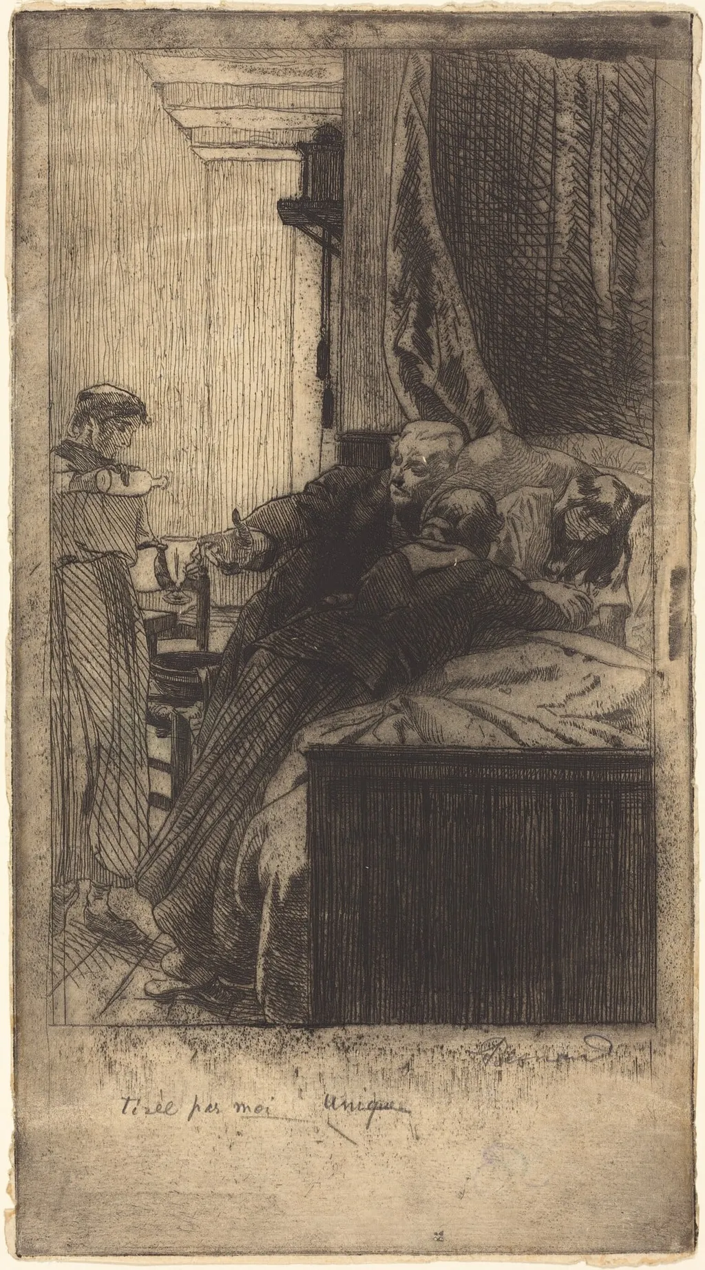 Sickness (La Maladie), by Paul-Albert Besnard, ink, 1884