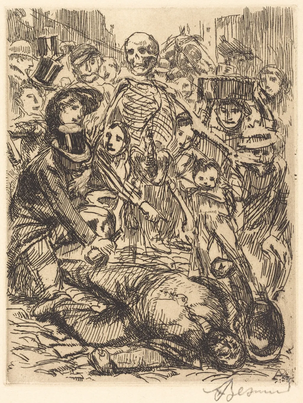 The Accident (L'accident), by Paul-Albert Besnard, ink, 1900