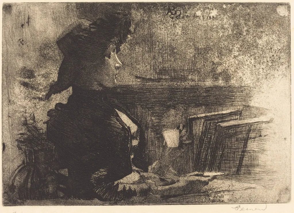 The Cup of Tea (La tasse de thé), by Paul-Albert Besnard, ink, 1883