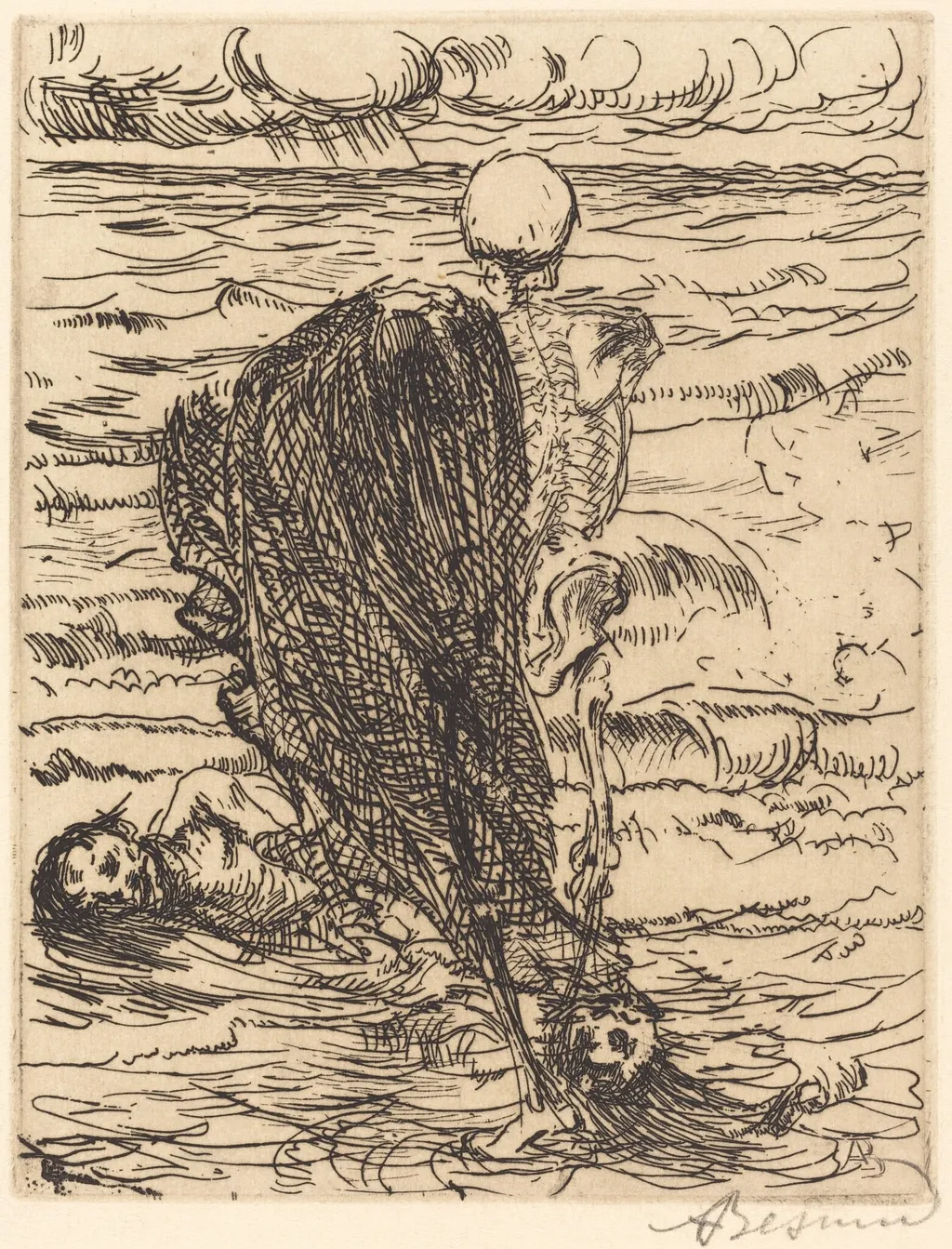 The Haul (Le coup de filet), by Paul-Albert Besnard, ink, 1900