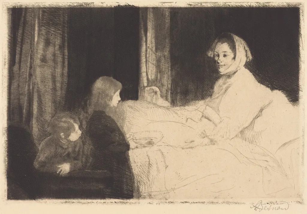 The Sick Mother (La mère malade), by Paul-Albert Besnard, ink, 1889
