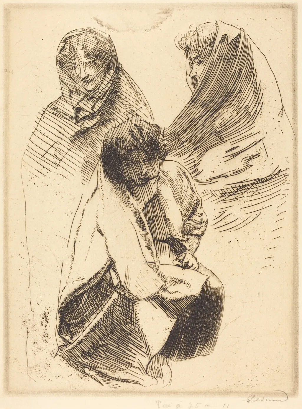 Three Veiled Women (Trois femmes voilées), by Paul-Albert Besnard, ink, 1899