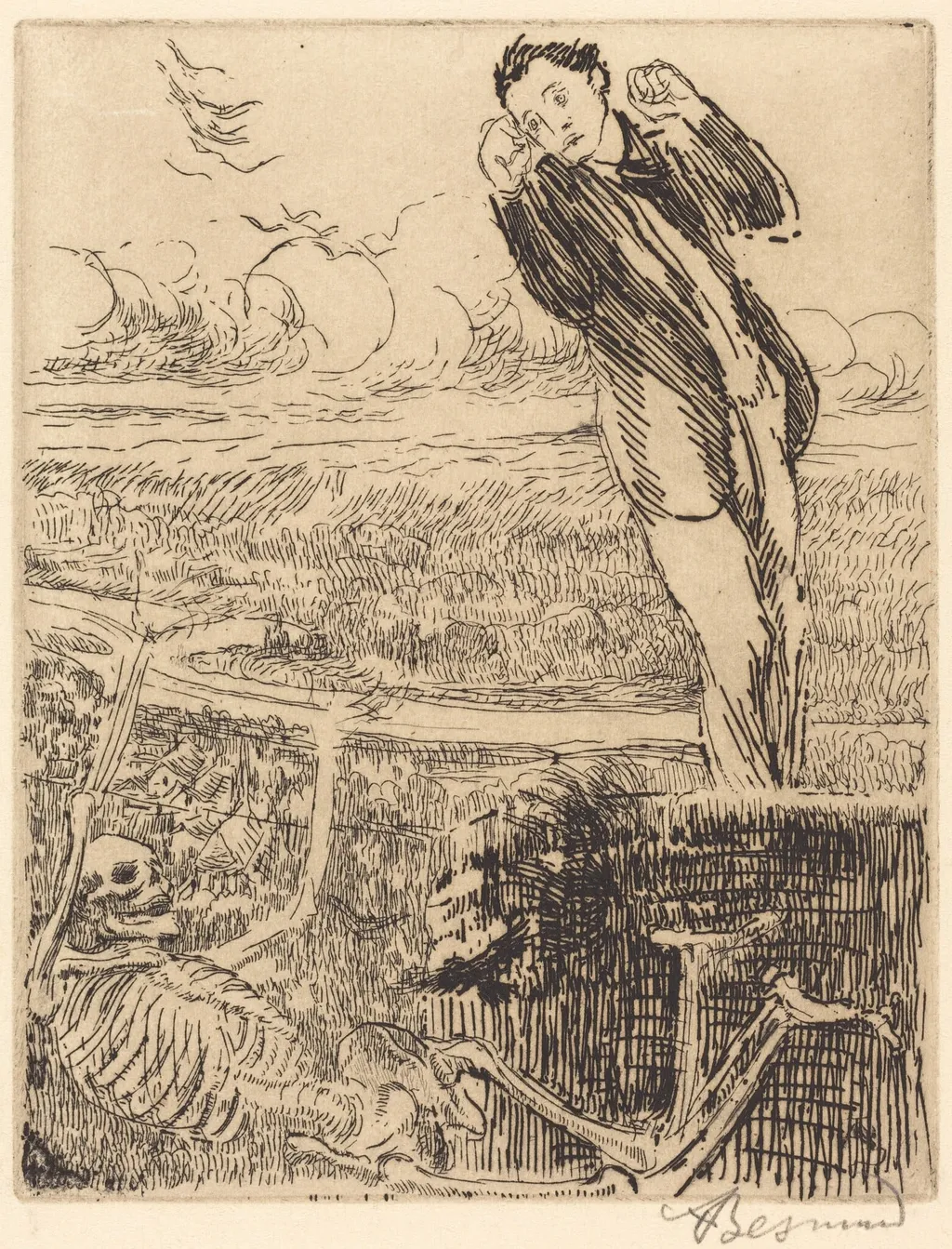 Vertigo (Le vertige), by Paul-Albert Besnard, ink, 1900