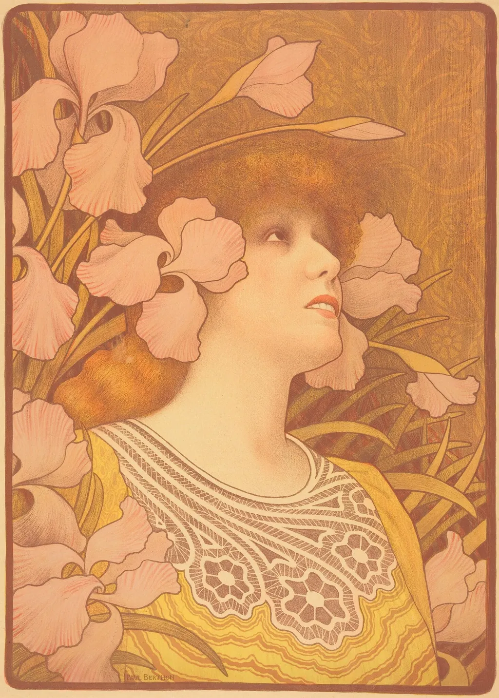 Sarah Bernhardt as Melisande, by Paul Berthon, ink, 1901