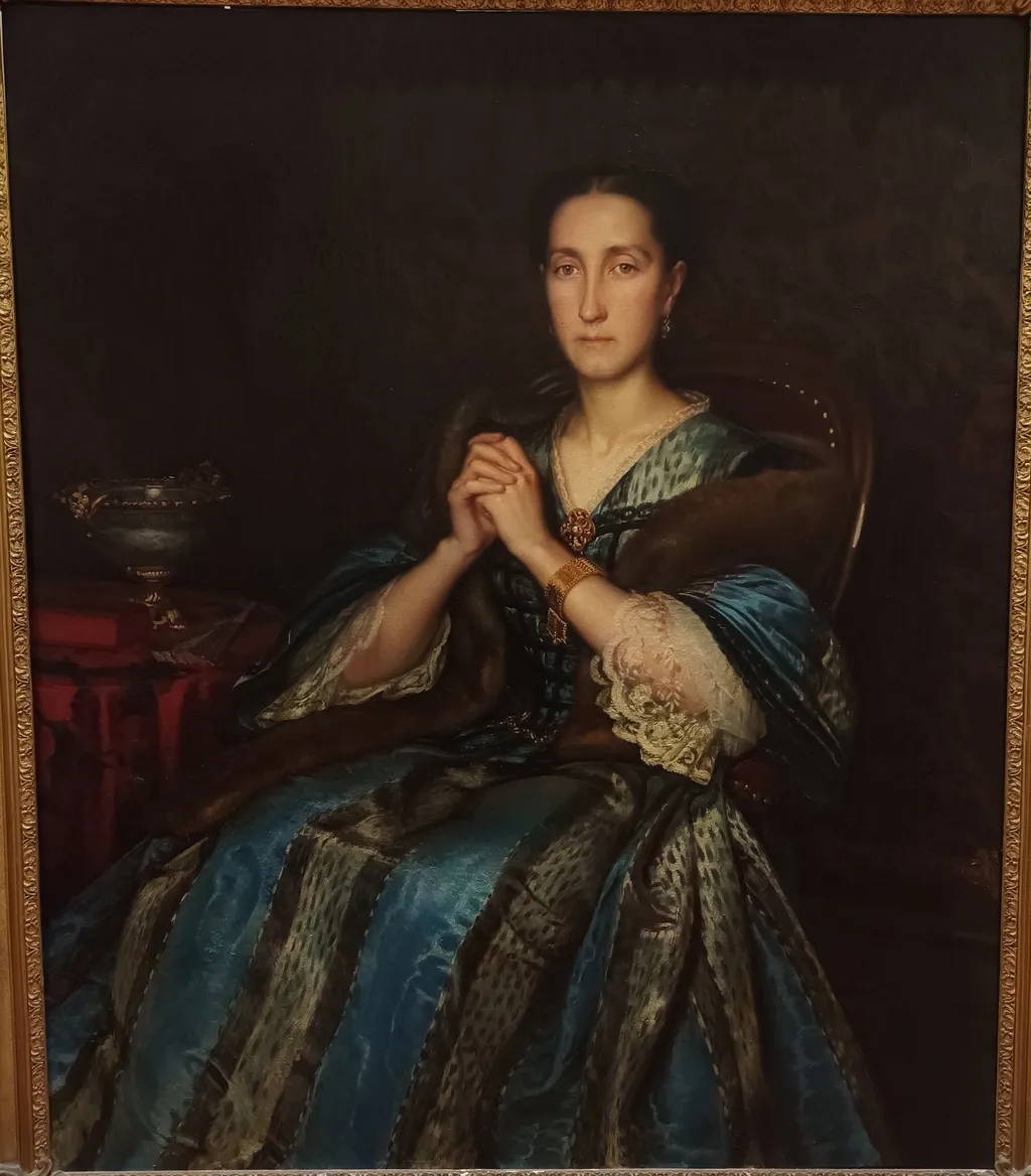 Adéle Mouton, épouse de l'artiste, en robe bleue, by Paul Borel, unspecified, 1858