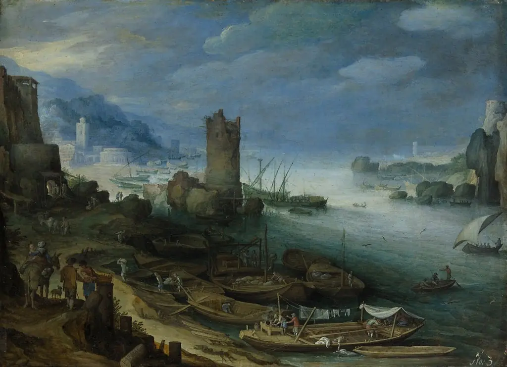 Flußlandschaft mit Turmruine, by Paul Bril