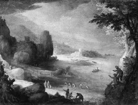 Landschaft mit Ausblick auf eine Meeresbucht, by Paul Bril